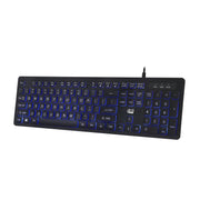 Adesso - Keyboard Wired 2X Large Print Illuminated LED Backlight 104 Keys Water Resistant PC - Black