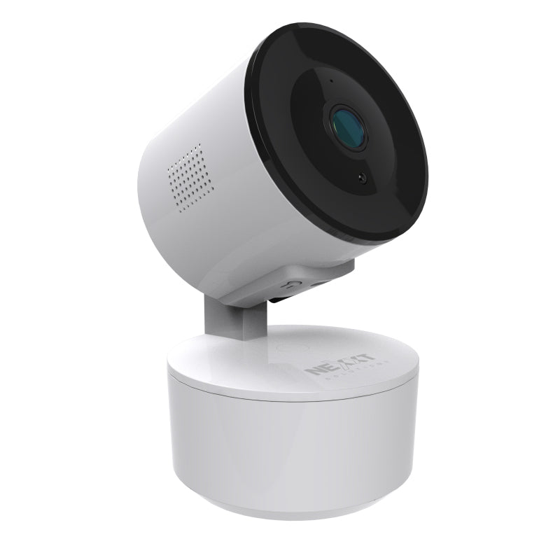 Nexxt NHC-P710 V2 indoor Wi-Fi camera, white, angled side view