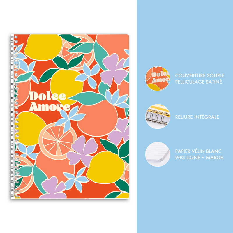 Lined Notebook Dolce Amore assorted wirebound 148 pages A4 (8.25 x 11.75 in)