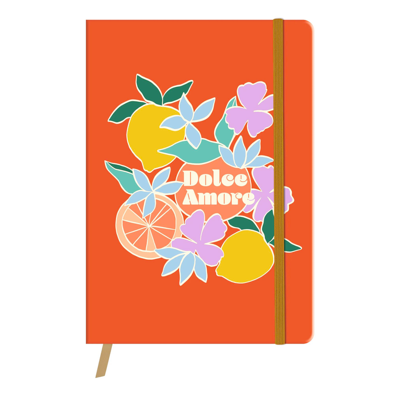Lined Notebook Dolce Amore assorted, bookmark, elastic, 128 pages A5 (5.8 x 8.2 in)