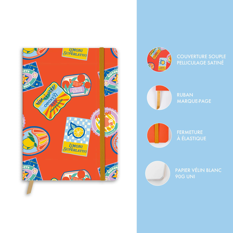 Notebook Dolce Amore blanc assorted, bookmark, elastic, 128 pages A6 (4.1 x 5.8 in)
