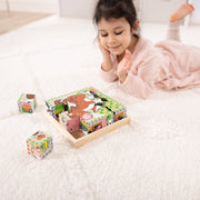 Melissa & Doug - 16-Piece Wooden Cube Puzzle - Farm - in use during play