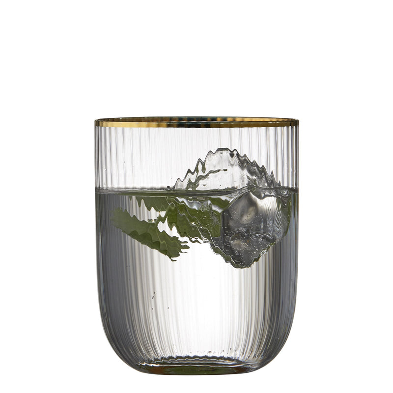 Lyngby Glas – Palermo Gold Tumblers (4-Pack) – 350 mL – filled glass