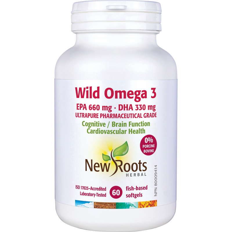 New Roots Herbal - Wild Omega 3 EPA 660MG DHA 330MG Lemon Flavour 60 Softgels