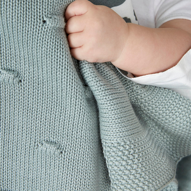 Meyco Baby Knots Knitted Baby Blanket – Stone Green – additional product detail or lifestyle view