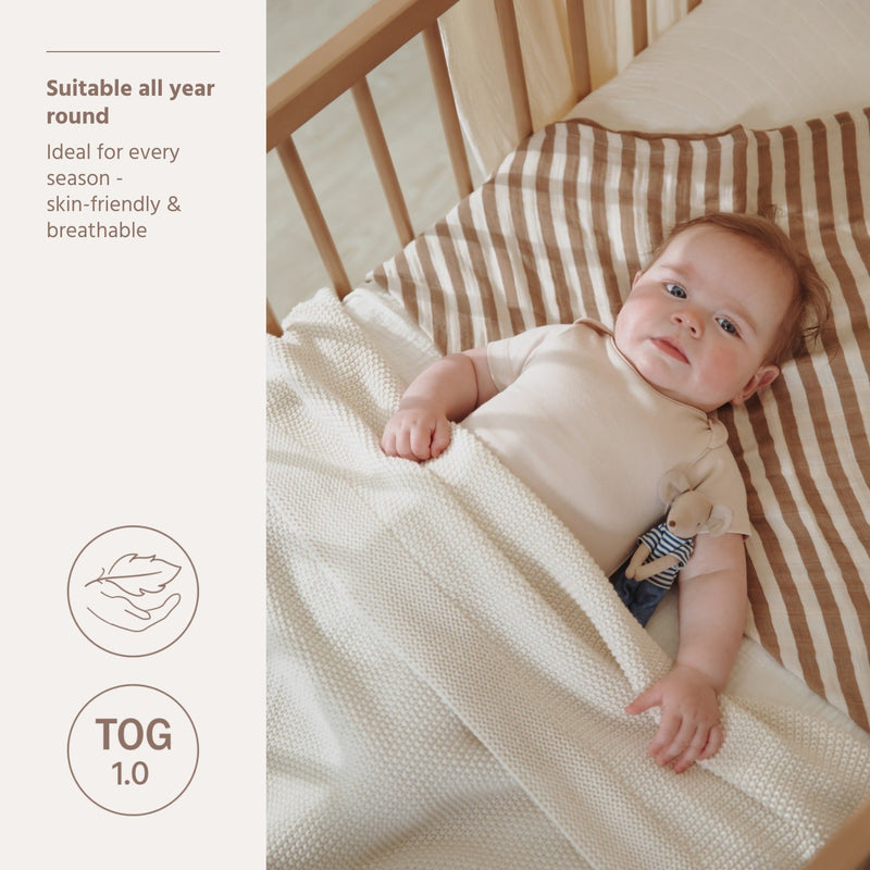 Meyco Baby Mini Relief Knitted Baby Blanket – Natural – additional product detail or lifestyle view