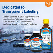 Carlson Fish Oil liquid, natural orange flavour, 500 mL bottle – view 5