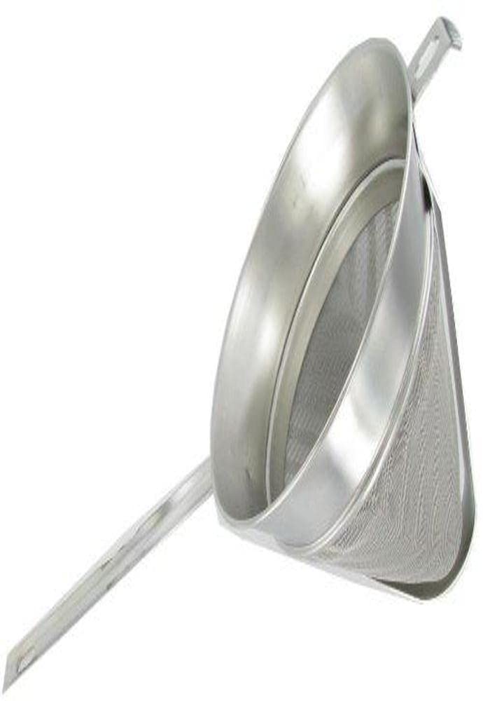 Browne - Bouillon Strainer - Extra - Fine Mesh - Pan Hook - Reinforcement Bar - 8" / 20.3 cm - Stainless Steel