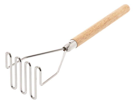 Browne - Masher - Square - Face - 4" / 10.2 cm - Wooden Handle - 18" / 45.7 cm - Nickel - Plated