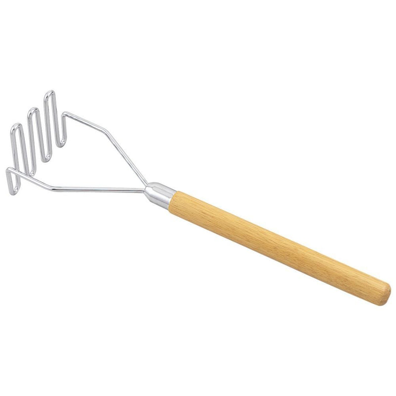 Browne - Masher - Square - Face - 5" / 12.7 cm - Wooden Handle - 23" / 58.4 cm - Nickel - Plated
