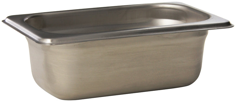 Browne - Steam Pan - Anti - Jam - 1 / 9 Size - HW - Deep - 2.5" / 6.4 cm - 0.8QT / 0.7 L - 22 Gauge - Stainless Steel - NSF