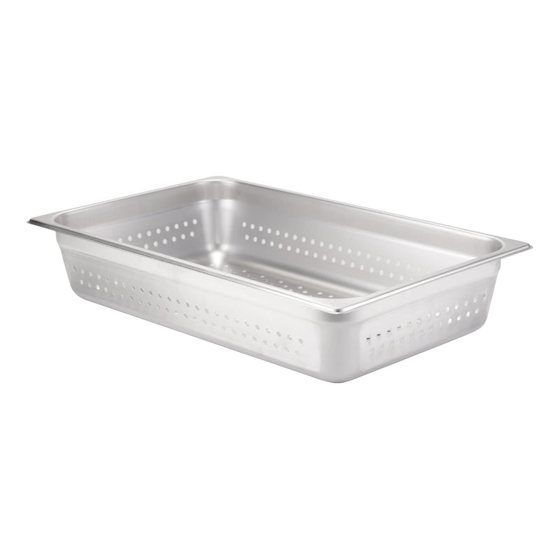 Browne - Steam Pan - Anti - Jam - Perforated - Full Size - 4" / 10.2 cm - 14.8QT / 14 L - Stainless Steel - 24 Gauge