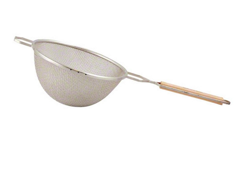 Browne - Strainer - Double - Mesh - Fine - Bowl - 10.8" / 27.4 cm - Wood Handle - 9" / 22.9 cm - Stainless Steel