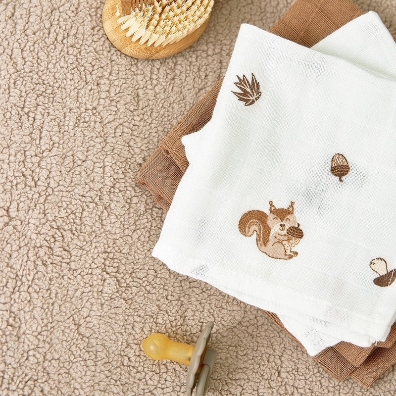 Meyco Baby Muslin Starter Set – Forest Animals Toffee – additional product detail or lifestyle view