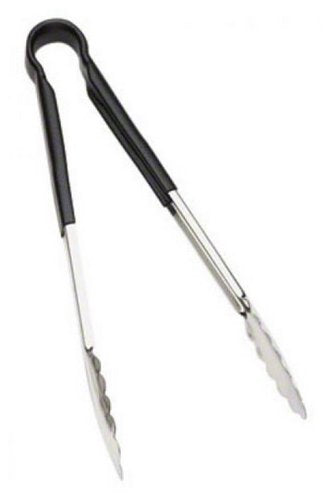 Browne - Tongs, One-Piece, coloured handle, SS PVC coating, 16"/40.6cm, Black