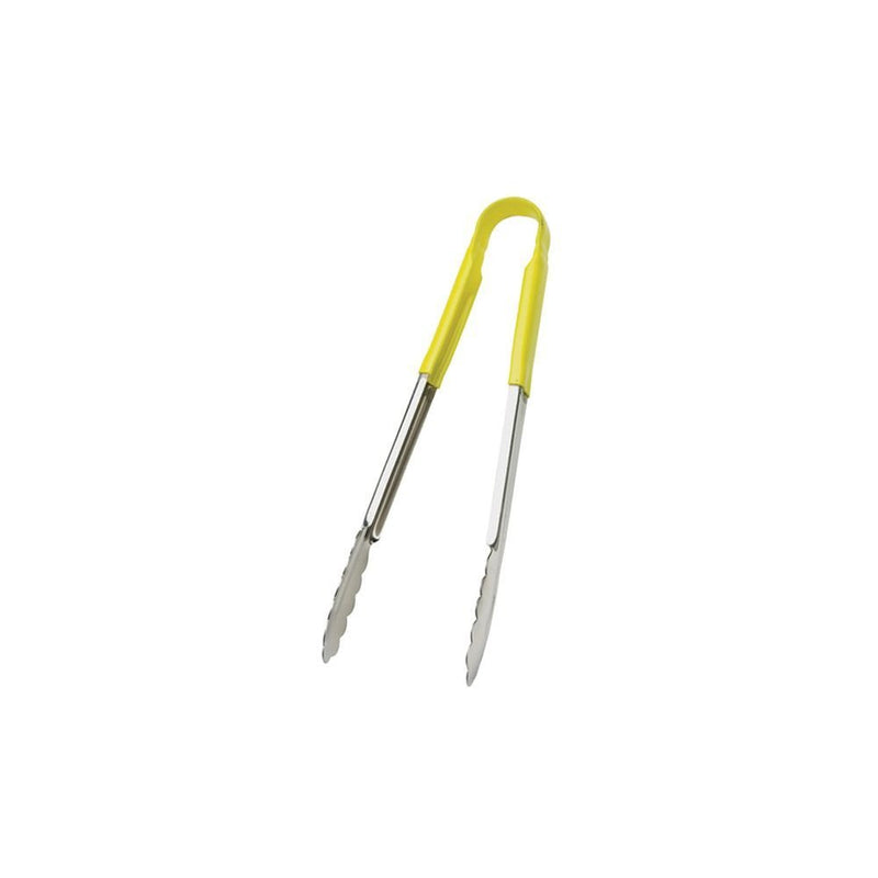 Browne - Tongs, One-Piece, coloured handle, SS PVC coating, 9"/23cm, Yellow