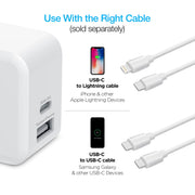 Naztech – 30W USB-C PD + 12W USB-A Dual-Port Wall Charger – White – compatible charging cables