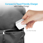 Naztech – 30W USB-C PD + 12W USB-A Dual-Port Wall Charger – White – foldable prongs and travel use