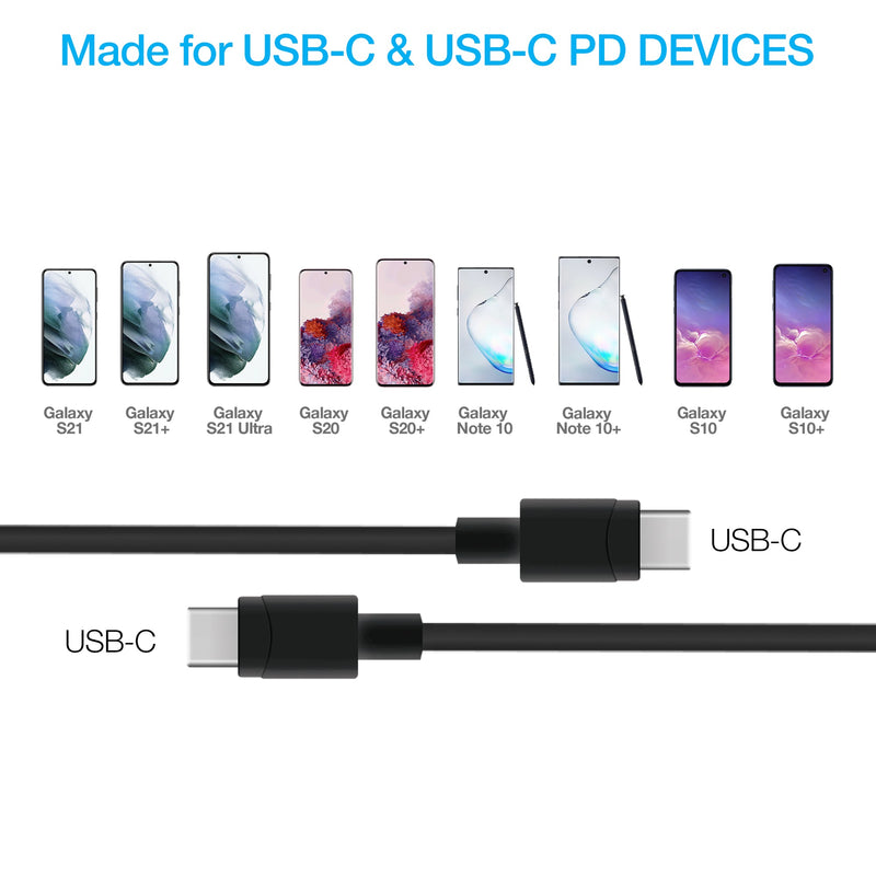 Naztech – 20W USB-C PD Wall Charger with USB-C Cable – Black | 4 ft / 1.22 m – USB-C device compatibility