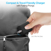 Naztech – 20W USB-C PD Wall Charger with USB-C Cable – Black | 4 ft / 1.22 m – foldable prongs and travel use