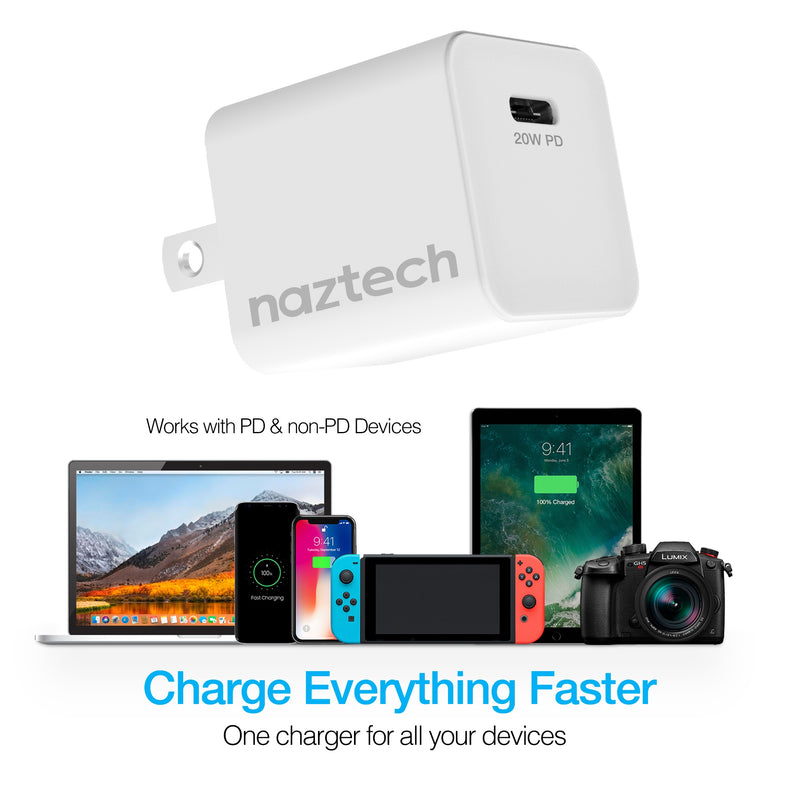 Naztech – 20W USB-C PD Mini Wall Charger – White – USB-C device compatibility