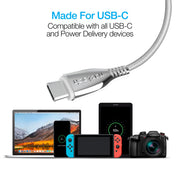 Naztech – Titanium 60W USB-C to USB-C Braided Cable – White | 6 ft / 1.83 m – USB-C device compatibility
