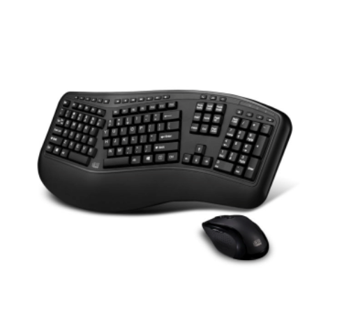 Adesso Tru-Form Media 1500 WKB-1500GB black wireless ergonomic keyboard and laser mouse