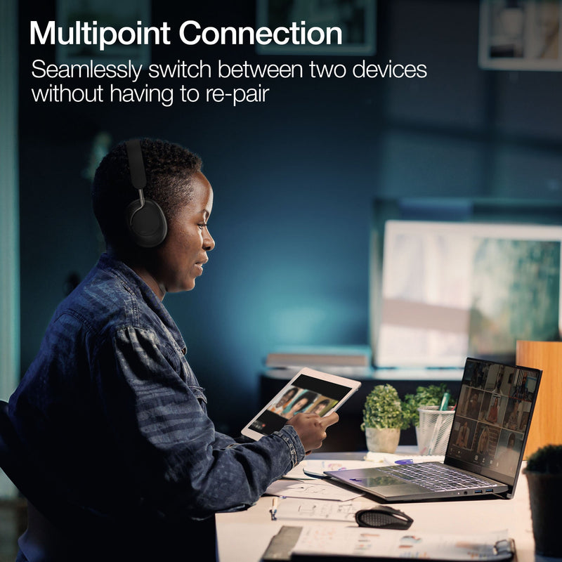 Naztech – AURA 360 ANC Wireless Over-Ear Headphones – Midnight – multipoint pairing