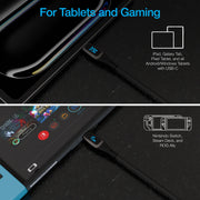 Naztech – DigiWATT 240W USB-C Cable with LED Power Display – Black | 12 ft / 3.66 m – tablet and gaming device examples