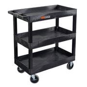 EC111HD-B – Three-Tub Utility Cart with Heavy-Duty Casters | Black; view 1