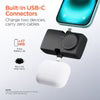 HyperGear - Powerbank Nano Ultra-Mini 5000mAh 20W USB-C PD Dual USB-C connectors, Magnetic Charging for Apple Watch and Kickstand - Black