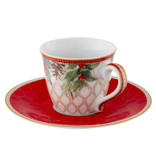 STUDIO-1811 - Christmas Berries 80ml(2.7oz) Set of 2 Espresso Cups & Saucers