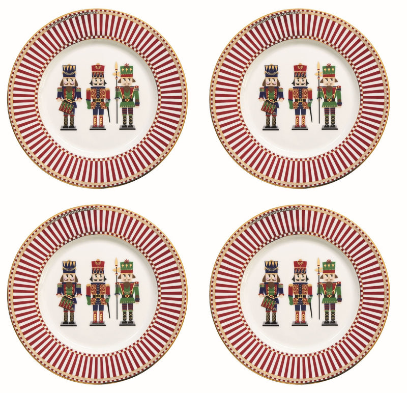 STUDIO-1811 - Nutcrackers Set of 4 Assorted Dessert Plates
