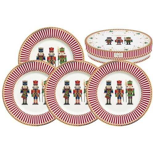STUDIO-1811 - Nutcrackers Set of 4 Assorted Dessert Plates