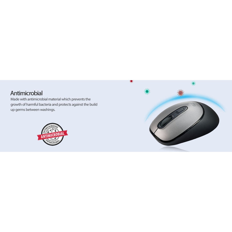 Adesso iMouse A10 Antimicrobial Wireless Mouse in black and silver – view 6