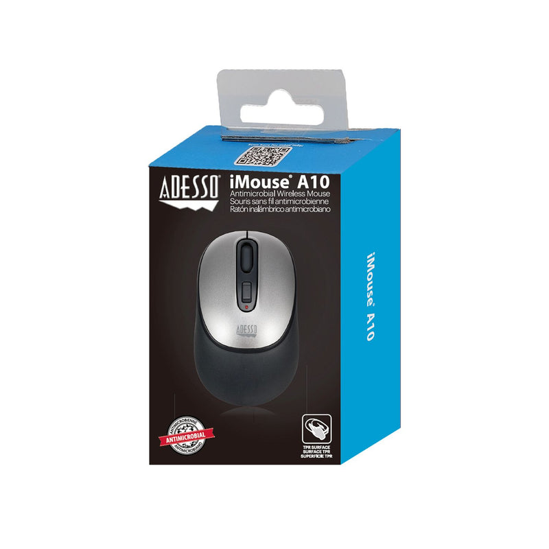 Adesso iMouse A10 Antimicrobial Wireless Mouse in black and silver – view 9
