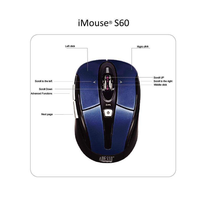 Adesso iMouse S60L wireless nano mouse in blue – view 7