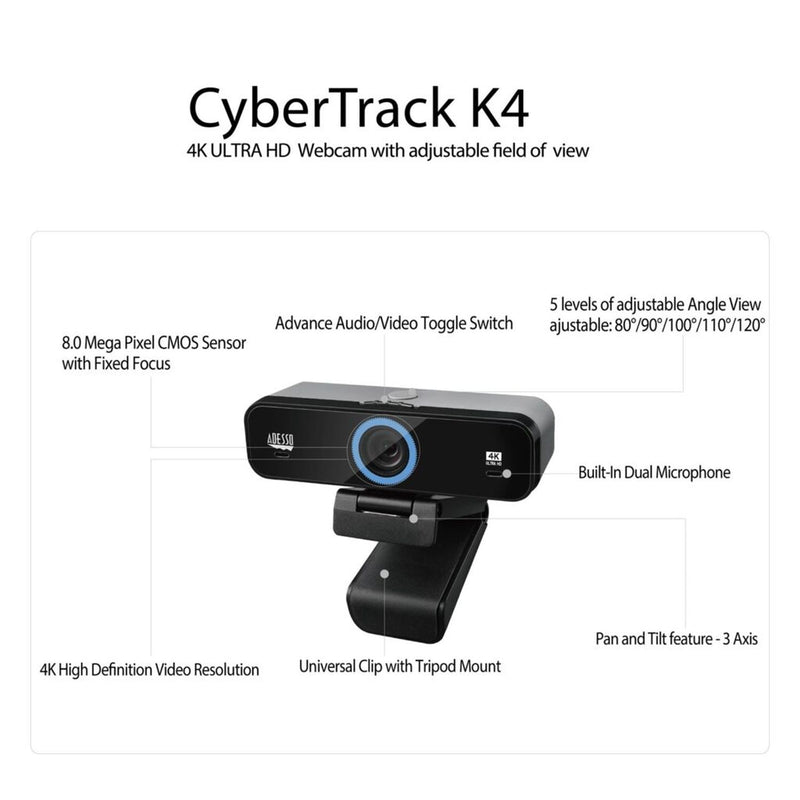 Adesso CyberTrack K4 4K Webcam – view 3