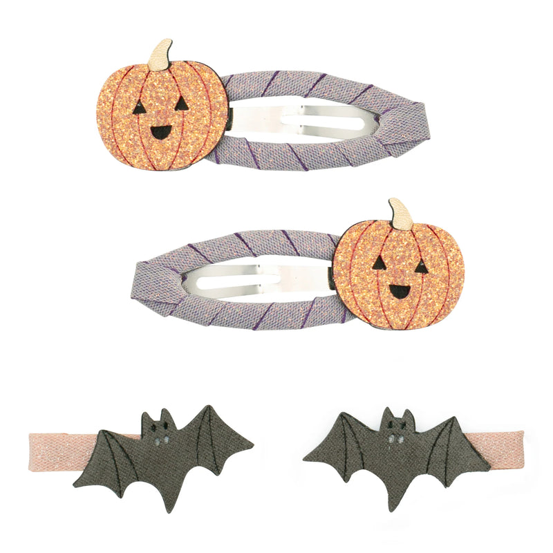 Mimi & Lula - Pumpkin & Bat Hair Clips - Set of 4