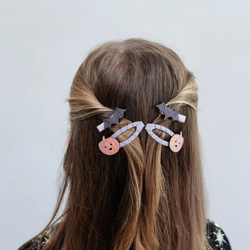 Mimi & Lula - Pumpkin & Bat Hair Clips - Set of 4