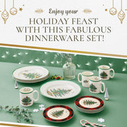 Spode - Christmas Tree 16-Piece Tartan Dinnerware Set