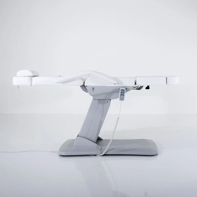 Silver - White Electrical Facial Bed 3 Section With Arms