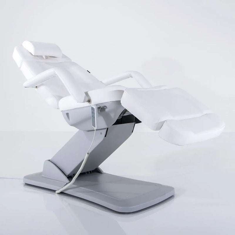 Silver - White Electrical Facial Bed 3 Section With Arms
