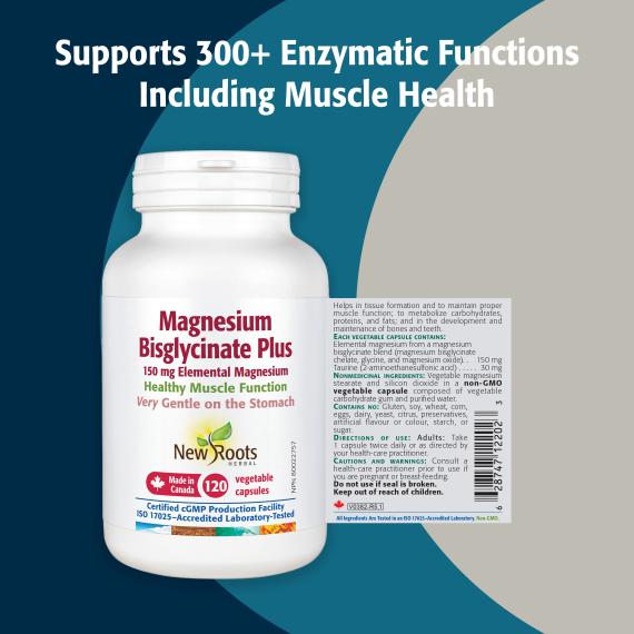 New Roots Herbal - Magnesium Bisglycinate Plus 150MG Elemental Magnesium 60 Capsules