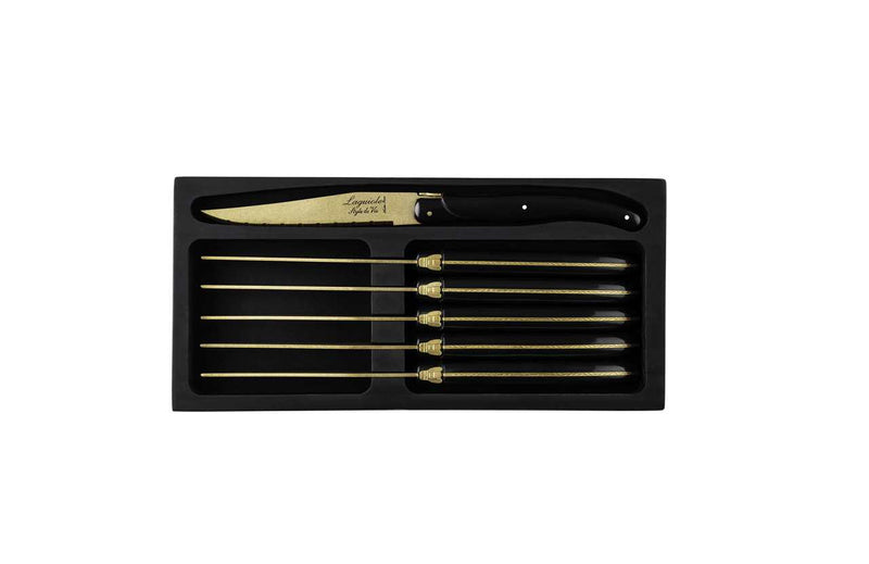 STYLE DE VIE - LAGUIOLE Prestige -Steak Knives (6)  4.3",Gold Stonewas