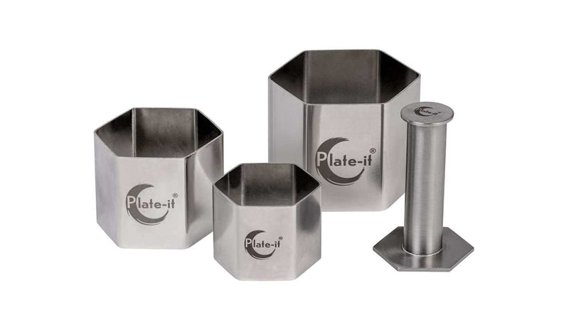 STYLE DE VIE - PLATE-IT - Garnish Rings, Hexagon  4-Piece Set, Matt fin