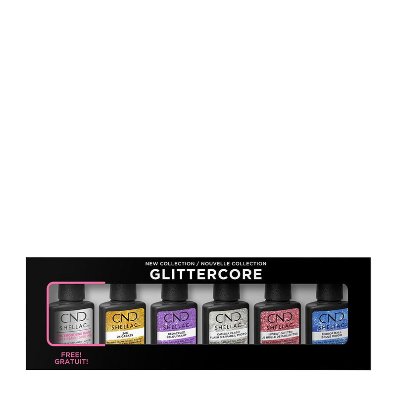 CND – Shellac Glittercore Prepack (5 Colours + Smoothing Base)