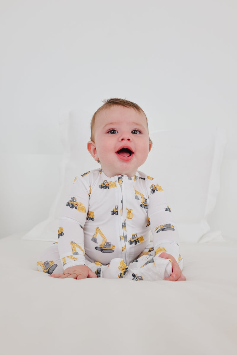 Copper Pearl - Dozer Bamboo Zip-up Footie Pajama (0-3 months)