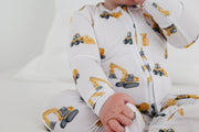 Copper Pearl - Dozer Bamboo Zip-up Footie Pajama (3-6 months)