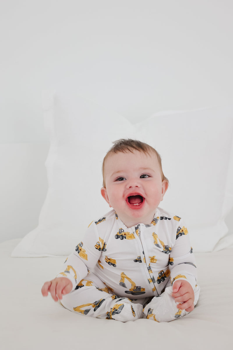 Copper Pearl - Dozer Bamboo Zip-up Footie Pajama (6-12 months)